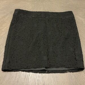 Express Black Floral Lace Mini Skirt Size 8 Back Zip Lined Party Night Out